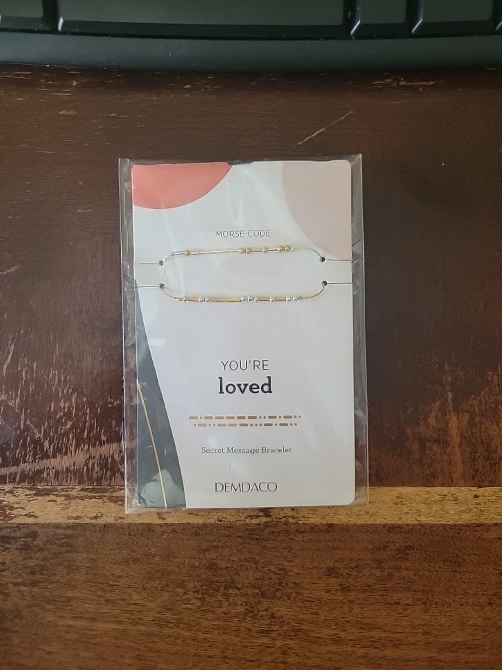 NWT Demdaco Gold and White Morse Code 'You're Loved' Bracelet
